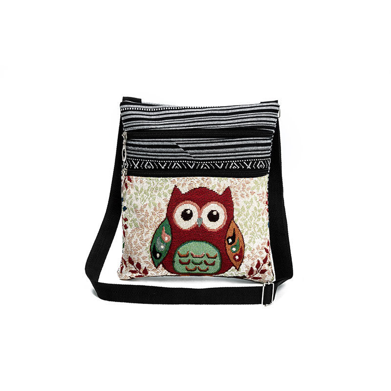 Women's Tourist Attractions Ethnic Characteristics Cloth Creative Style Cute Owl Shoulder Bags