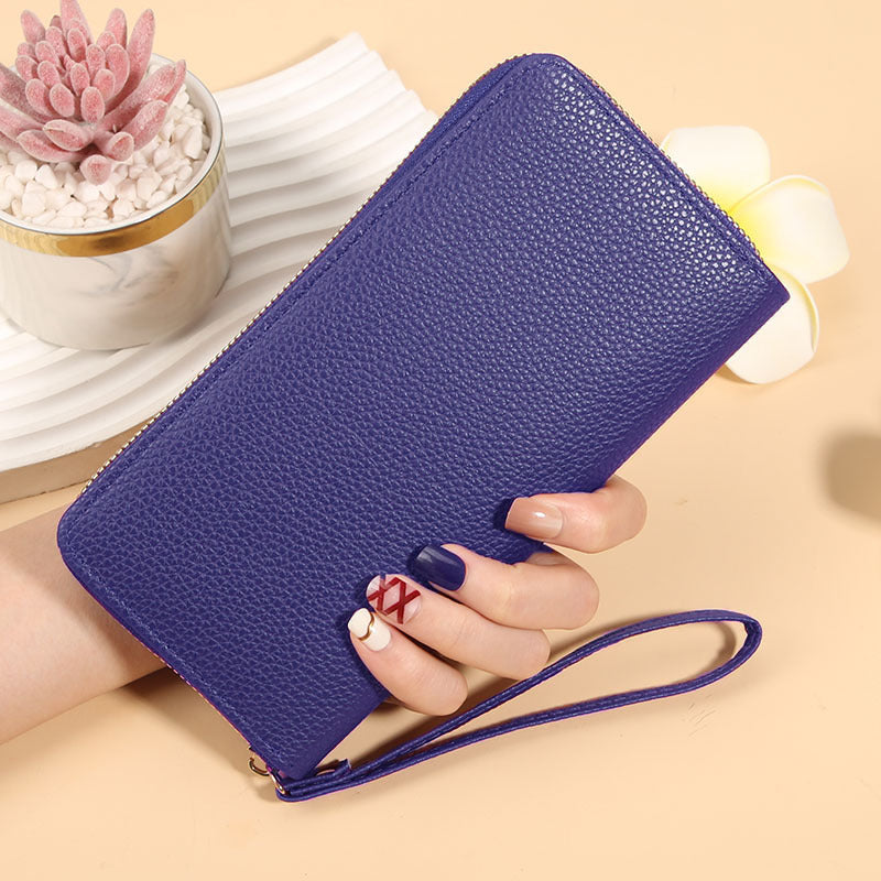 Women's Long Macaron Zipper Lychee Pattern Ladies Wallet