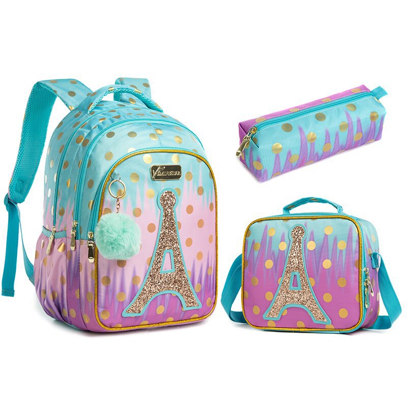 Sequined Cute Cartoon Primary Inch Three-piece Elementary School Students' Schoolbags