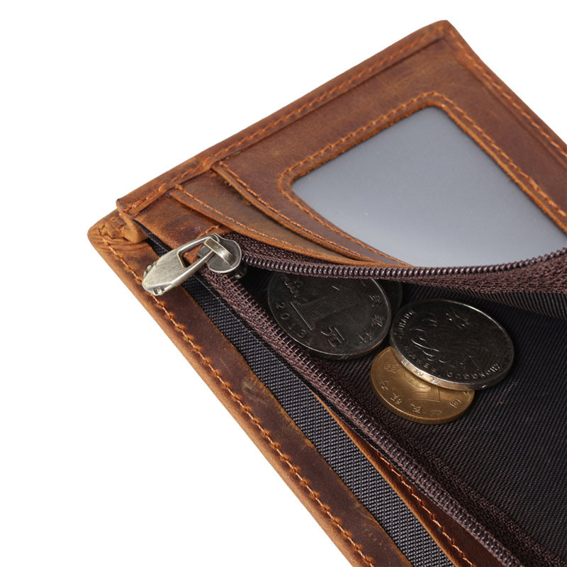 Men's Vintage Genuine Leather Sier Crazy Horse Men's Wallets