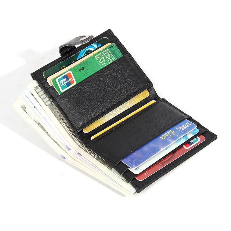 Women's First Layer Cowhide Korean Simple Short Two Ladies Wallet