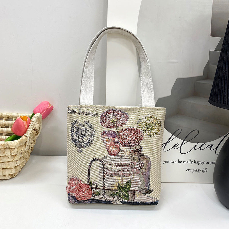 Women's Ethnic Style Elephant Embroidery Woven Flower One Women's Shoulder Bag
