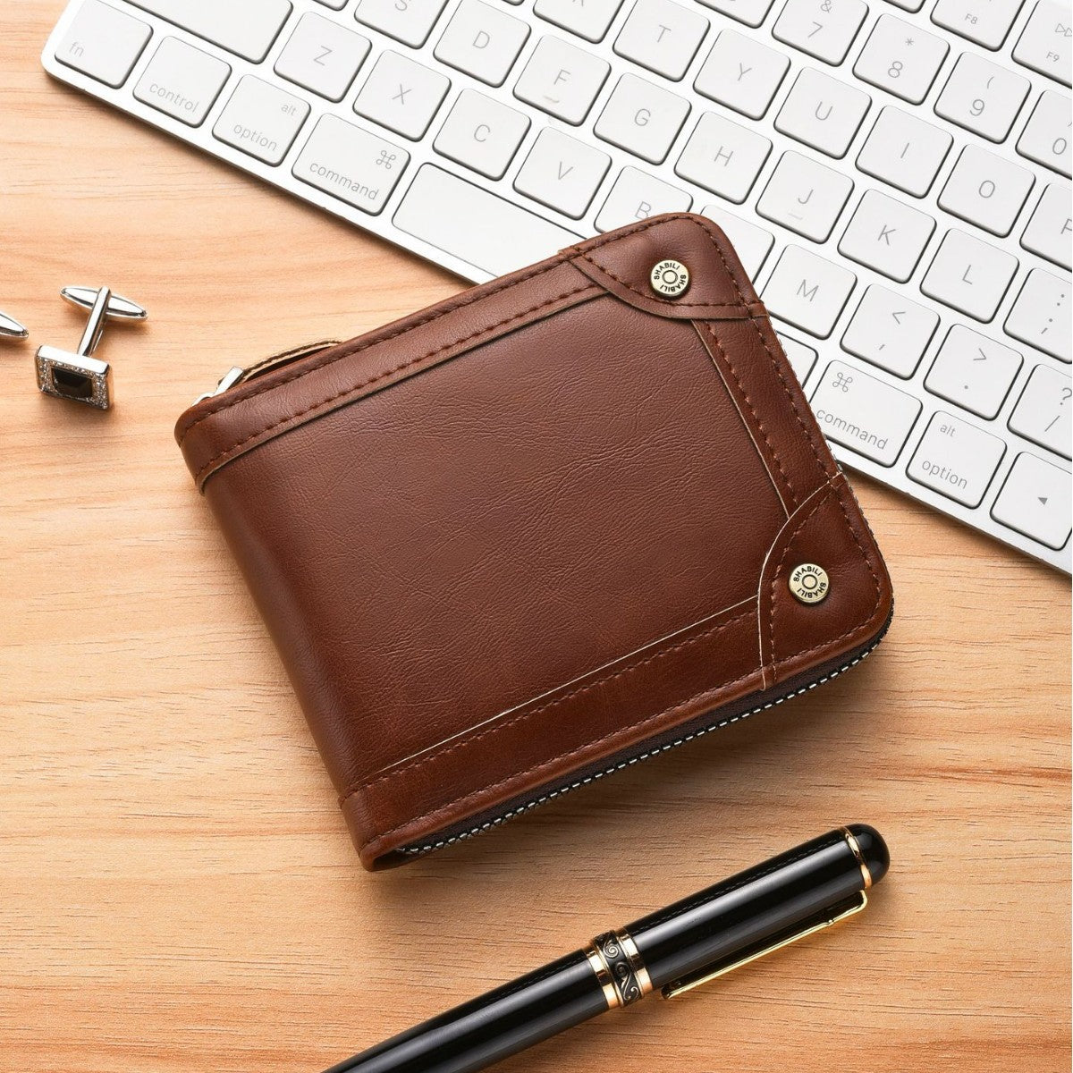 Men's Solid Color Certificate Bill Storage With Zipper Men's Wallet