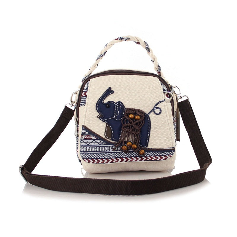 Elephant Ethnic Style Portable Fabric Leisure Crossbody Bags