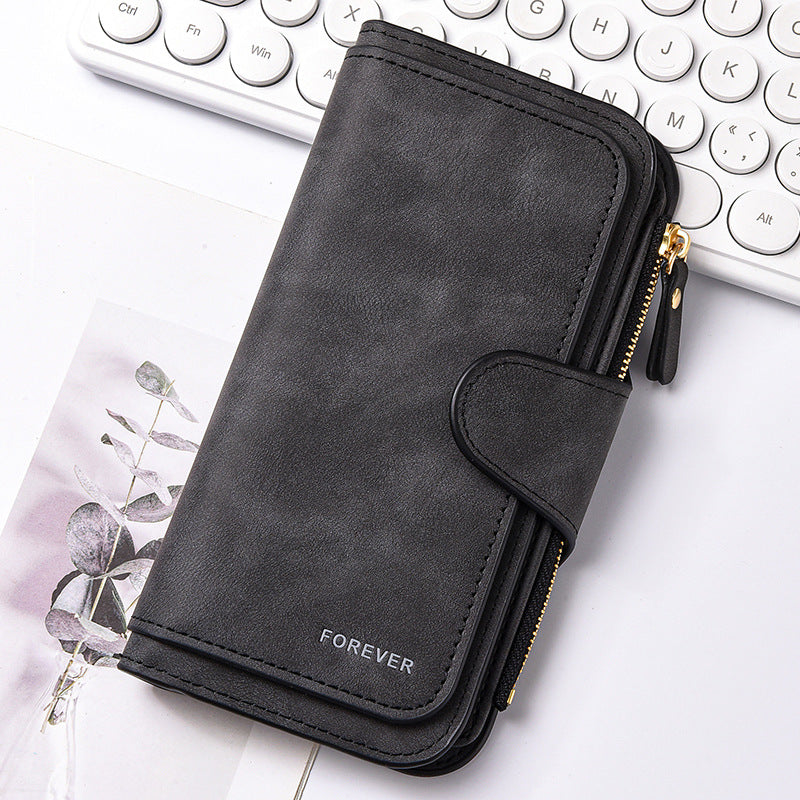 Women's Fashion Long Leather Hidden Hook Retro Ladies Wallet