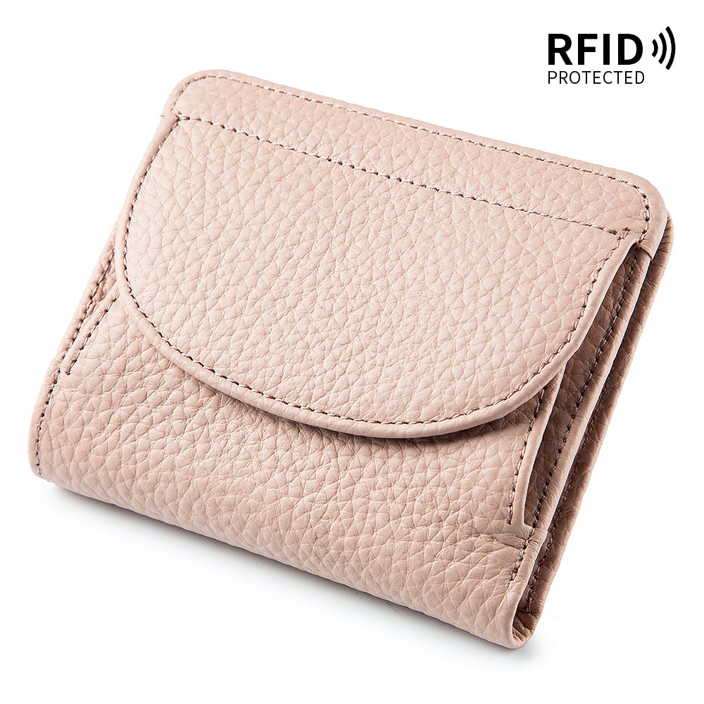 Mini Folding Simple Genuine Leather Female Ladies Wallets