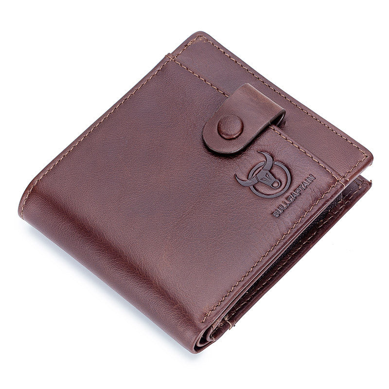 Men's Bull Captain Genuine Leather Short Horizontal Men's Wallets