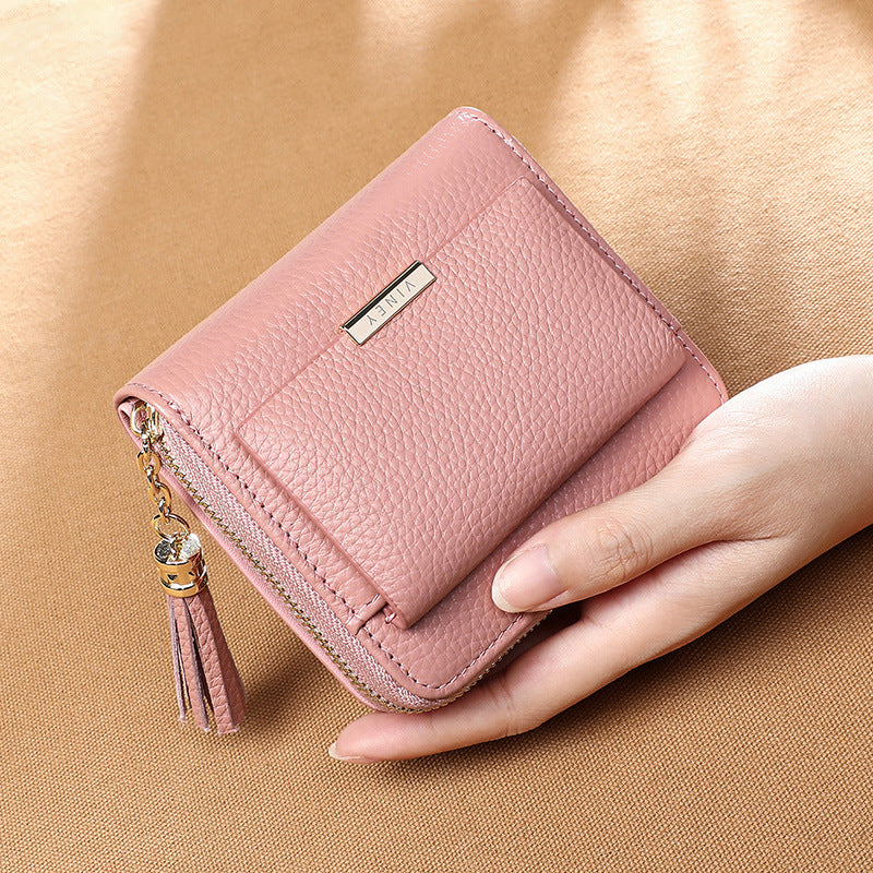 Women's Leather Couple Korean Style Tassel Mini Purses
