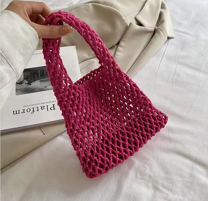 Handmade Woven Cotton String Hollow Style Fresh Bags