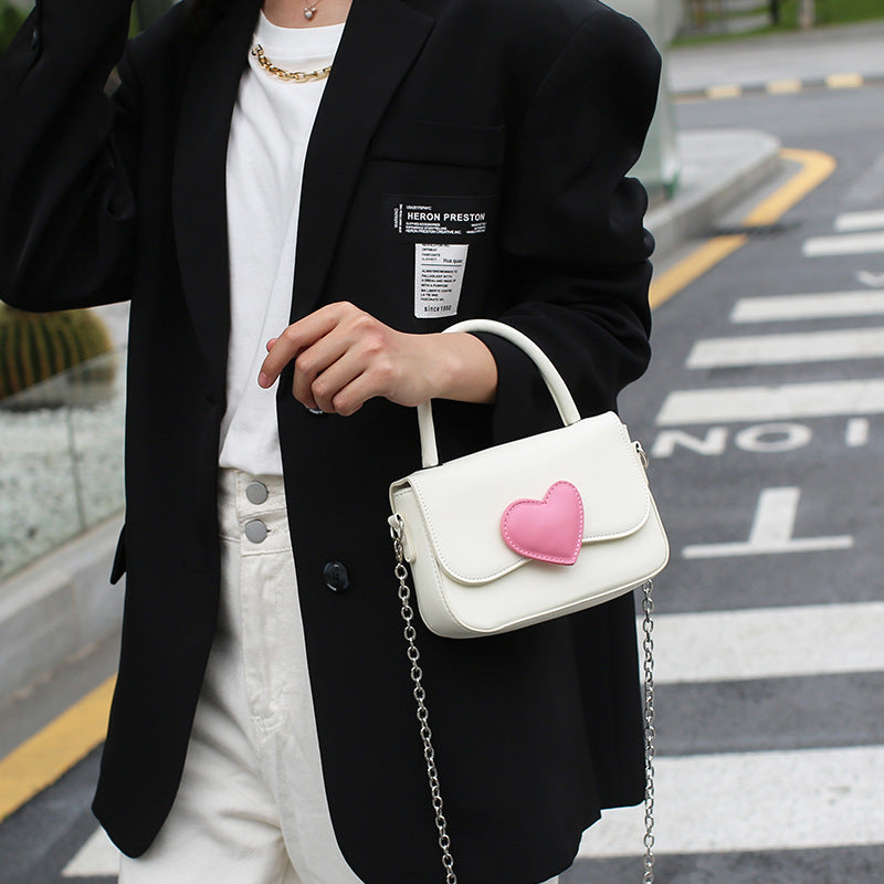 Fashionable Contrast Color Heart Pink Love Women's Messenger Bag