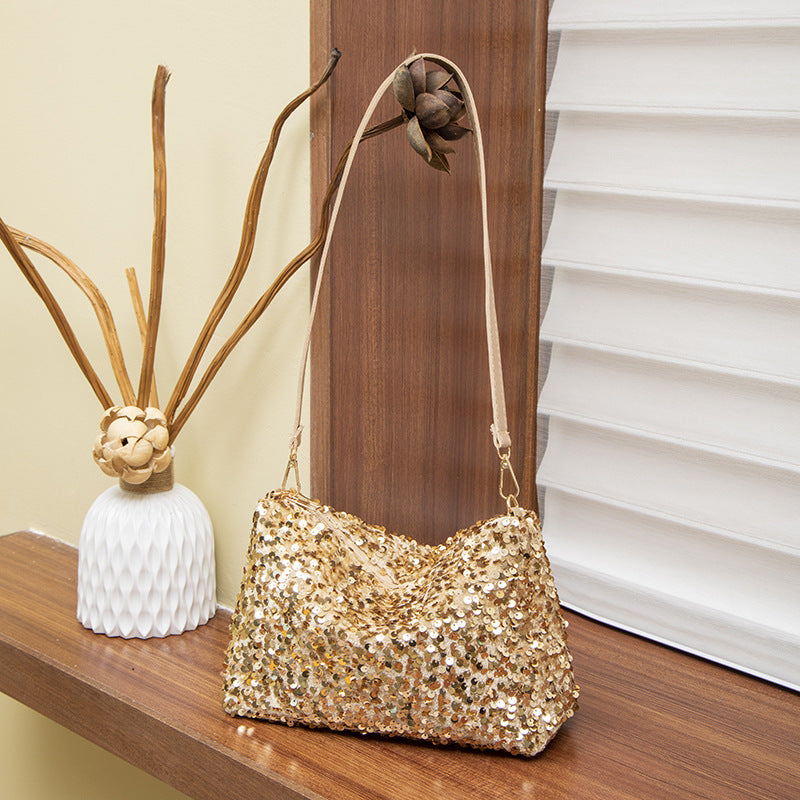Simple Korean Style Popular Niche Sequin Fashion One Underarm Women's Shoulder Bag