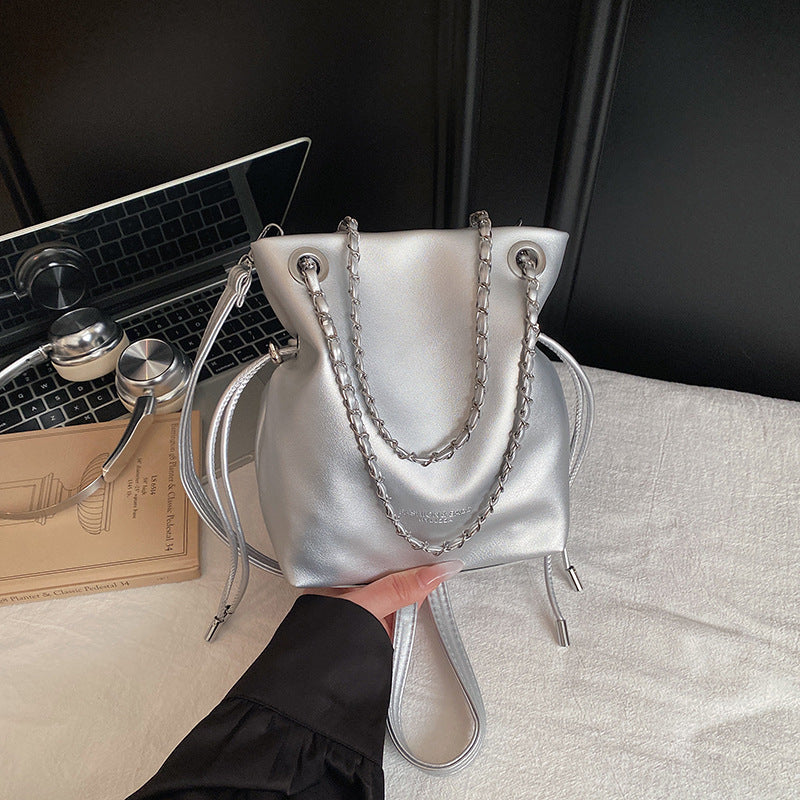 Women's Pure Color Beautiful Spring Chain Stylish Textured Commuting Women's Shoulder Bag