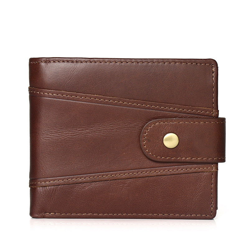 Men's Leather Short Large Capacity Cattlehide Retro Men's Wallets