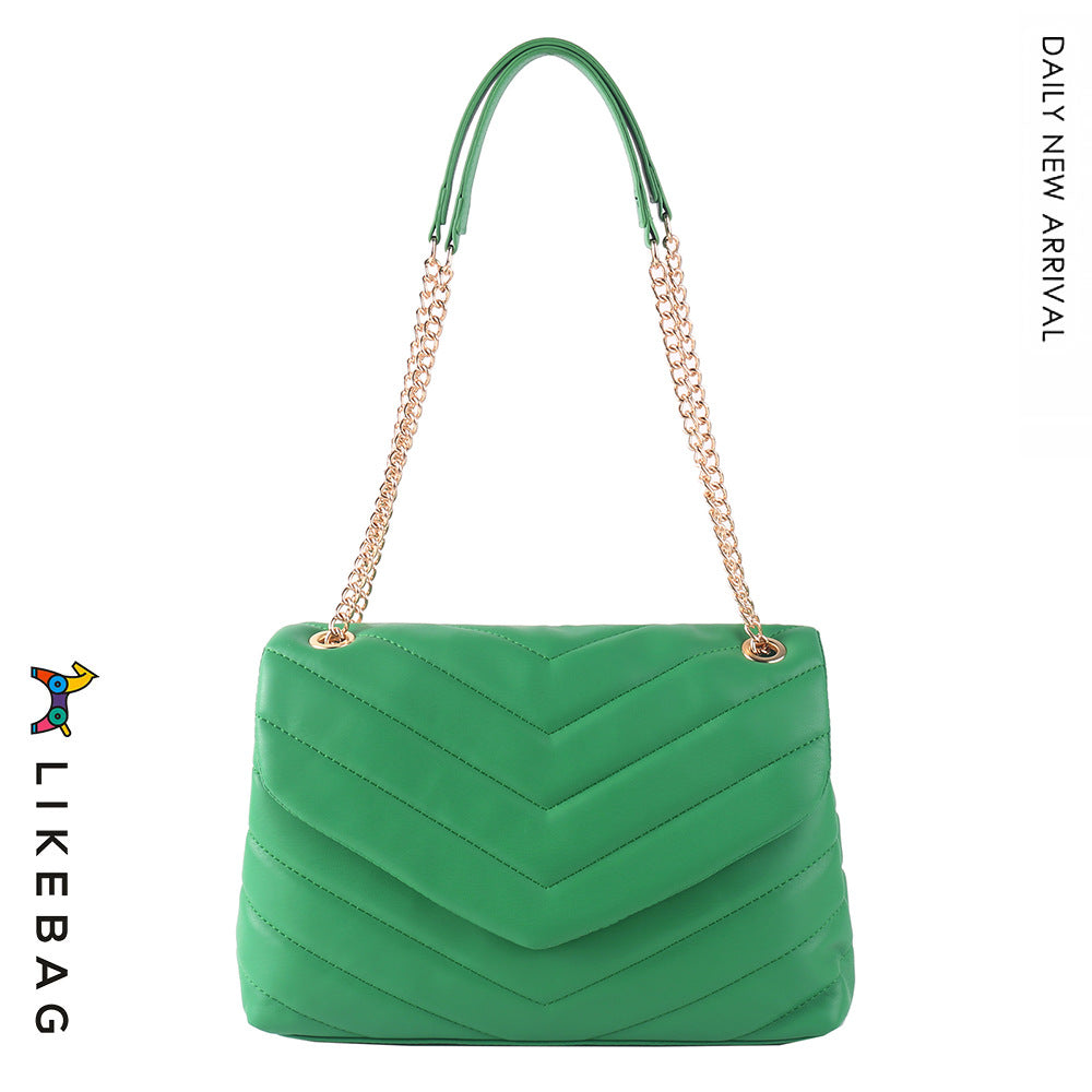 Women's Commuter Soft Metal Chain Embroidered Versatile Crossbody Bags