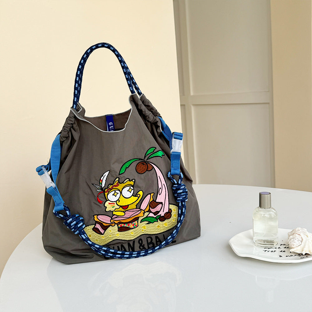 Women's Underarm Shopping Exquisite Embroidered Waterproof Nylon Women's Handbag