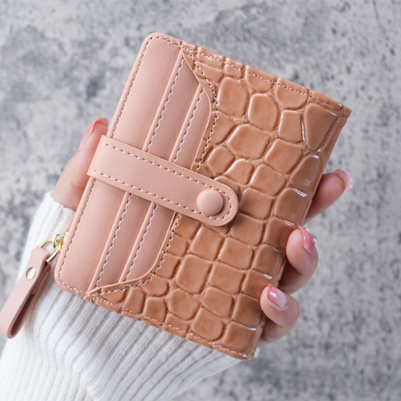 Women's Stone Crocodile Short Korean Style Zipper Ladies Wallet