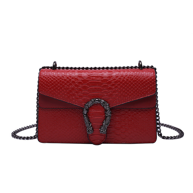 Women's Textured Wine God Snake Head Spring Pattern Women's Shoulder Bag
