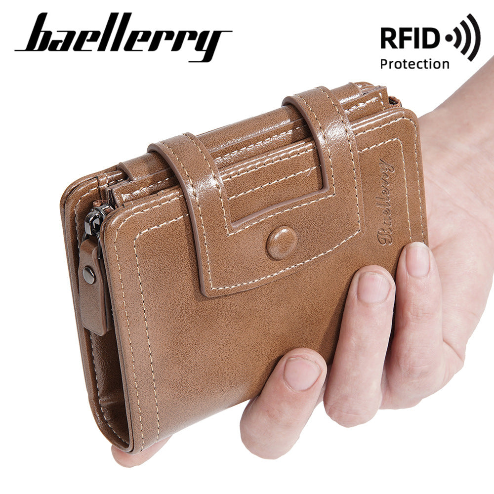 Glamorous Men's Short Multiple Slots Zipper Men's Wallet