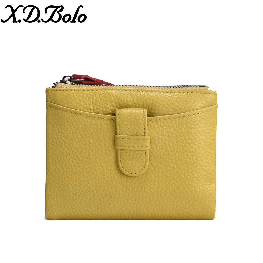 Women's Fashion Short Zip Cowhide Korean Style Ladies Wallets