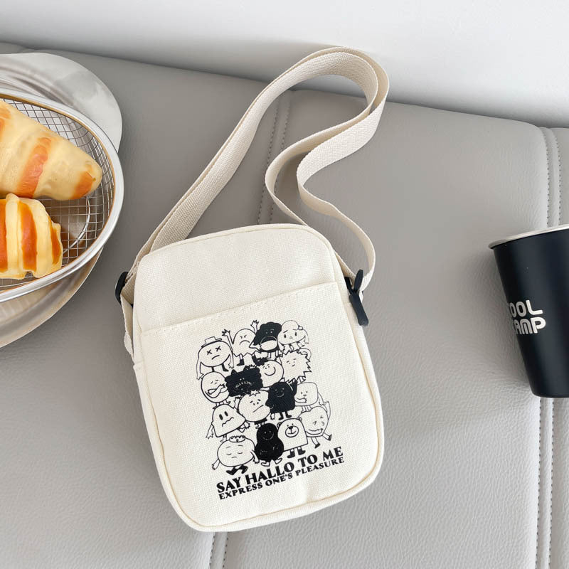 Women's Artistic Cartoon Leisure Stylish Lightweight Mobile Canvas Bags