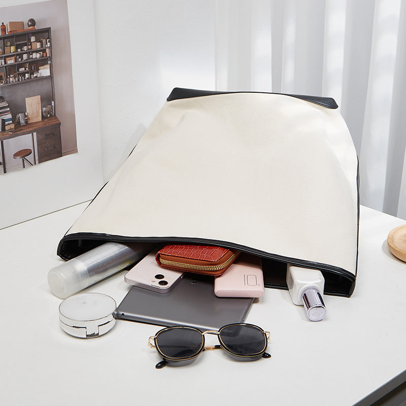 Women's Contrast Color Large Capacity Retro Canvas Bags