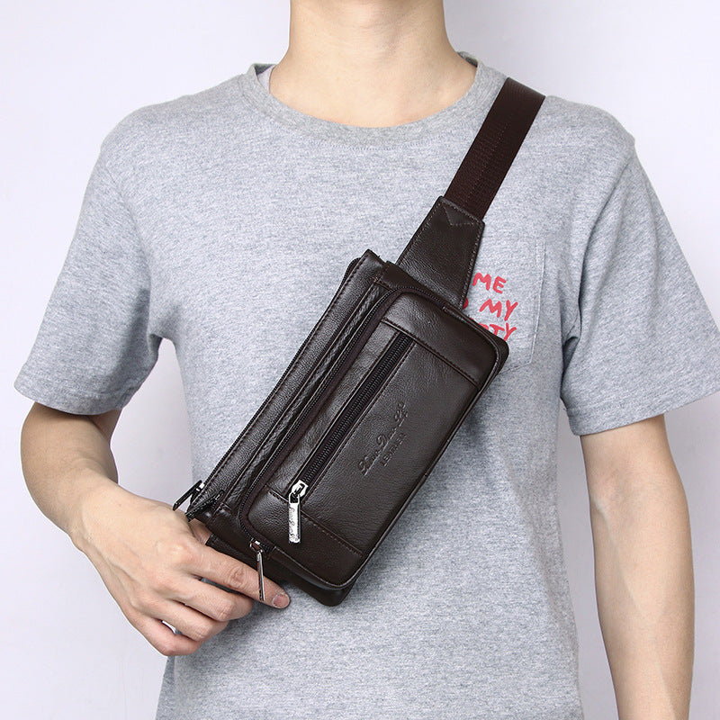 Men's Genuine Leather Mobile Money Collection Work Men's Waist Packs