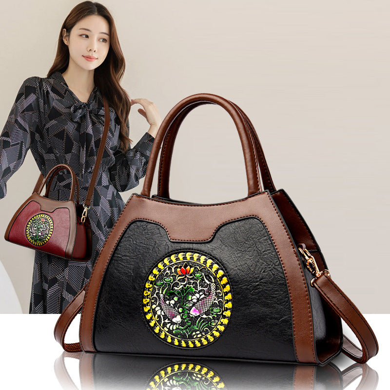 Women's Elegant National Style Soft Leather Mother Handbags