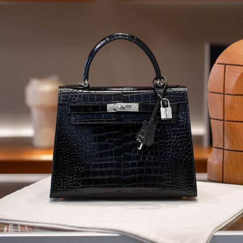 Women's Crocodile Pattern Second Generation Kelly Retro Bags