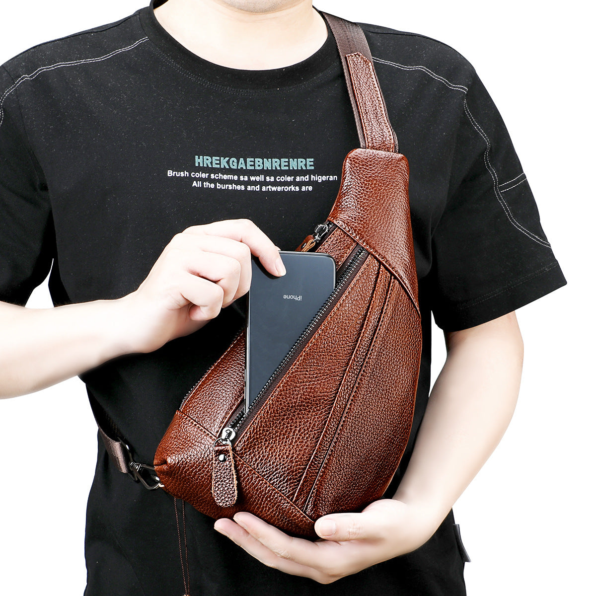 Men's Attractive Summer Leather Hanging Fashion Men's Chest Bags