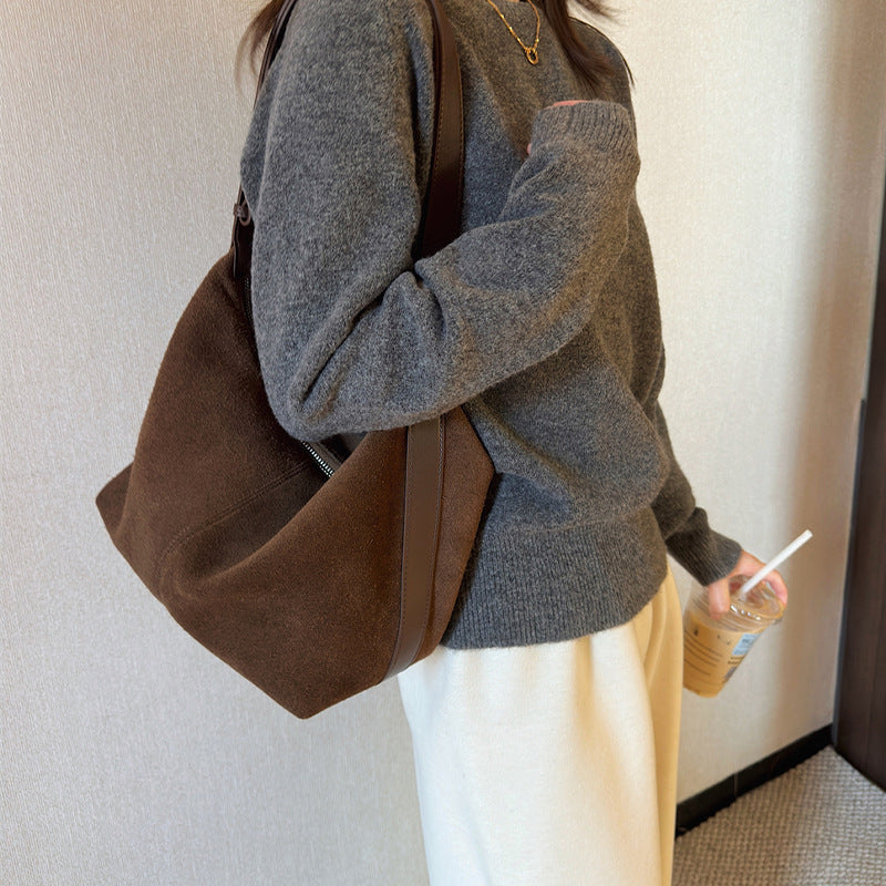 Women's Summer Frosted Suede Large Capacity Underarm Women's Messenger Bag