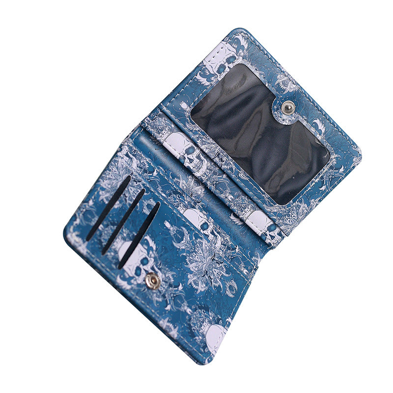Women's & Men's Skull Short Printed Zipper Ladies Wallet