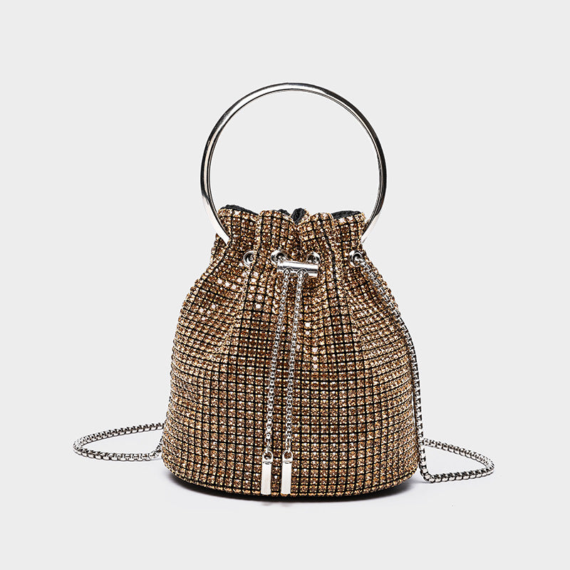 Women's Bezel Setting Brick Dinner Full Diamond Bucket Bags