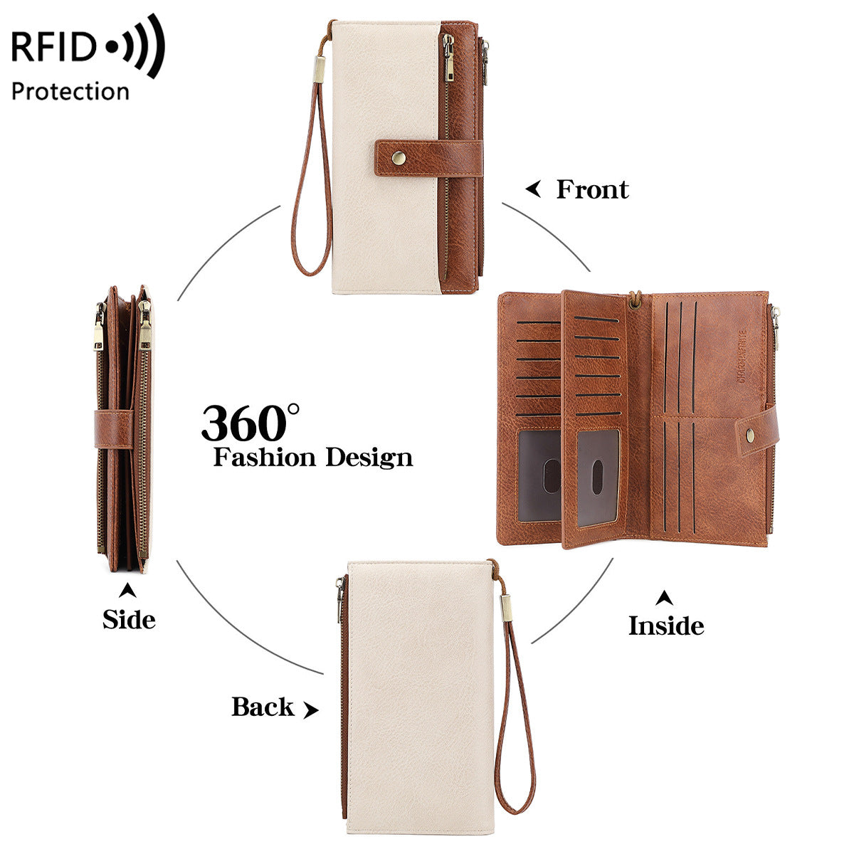 Women's Multiple Slots Long Retro Fashion Clutch Ladies Wallet