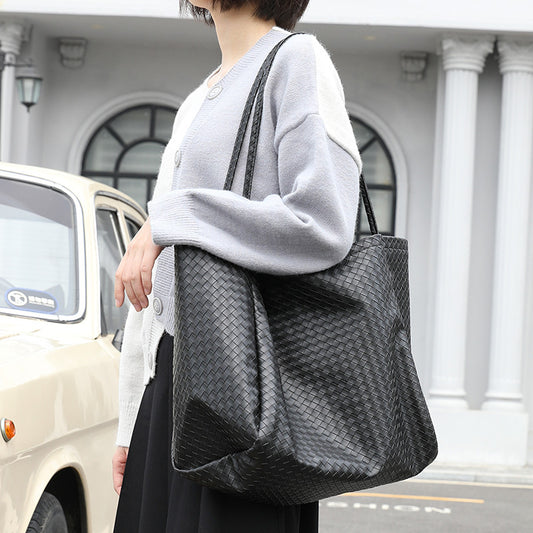 Women's Style Large Capacity Totes Simple Soft Leather Shoulder Bags