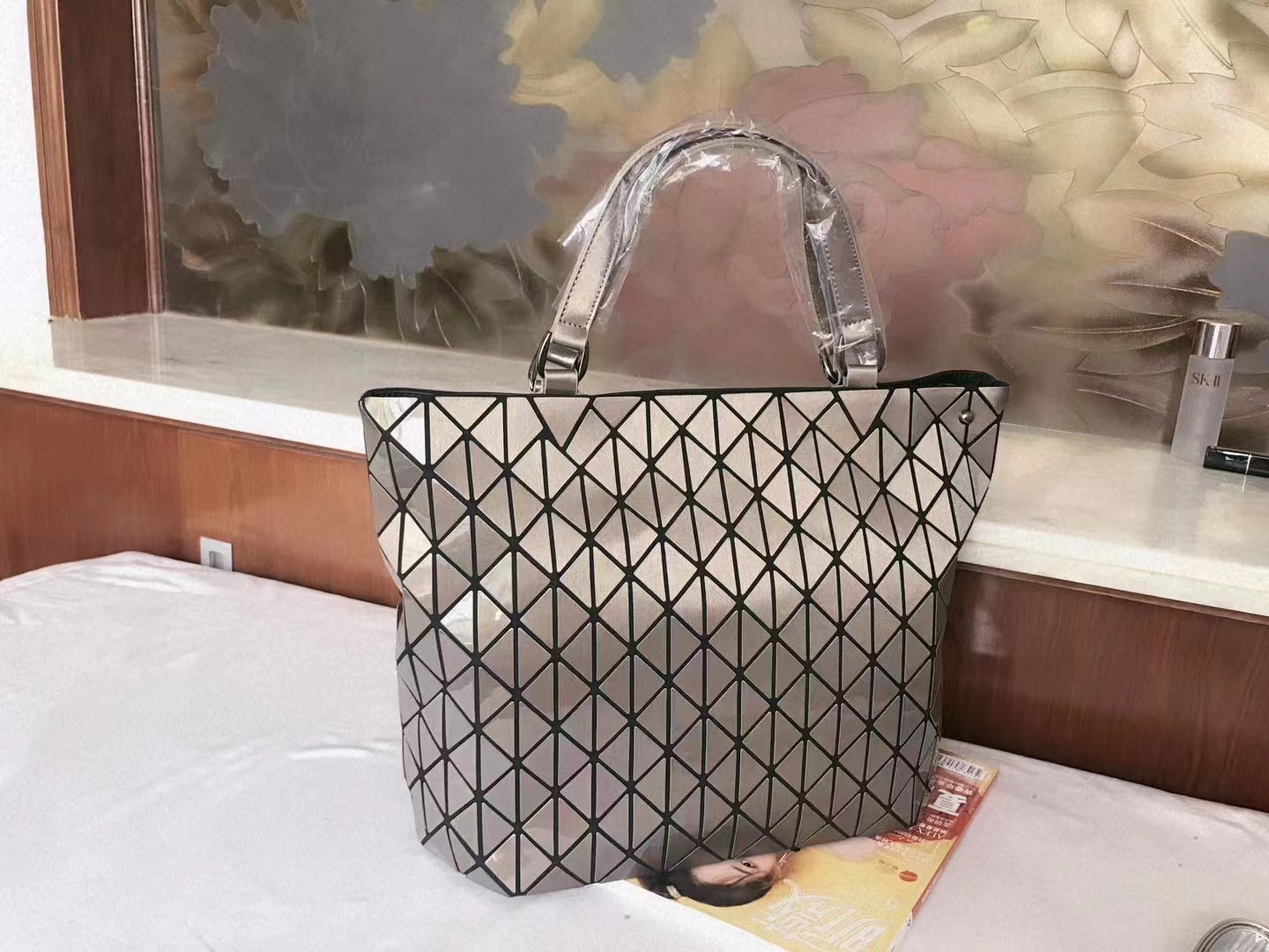 Women's Clearance Geometric Diamond Pattern Fashion Portable Special Bucket Bags