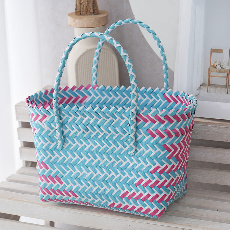 Women's Portable Vegetable Basket Woven Large Capacity Beach Tote Bags