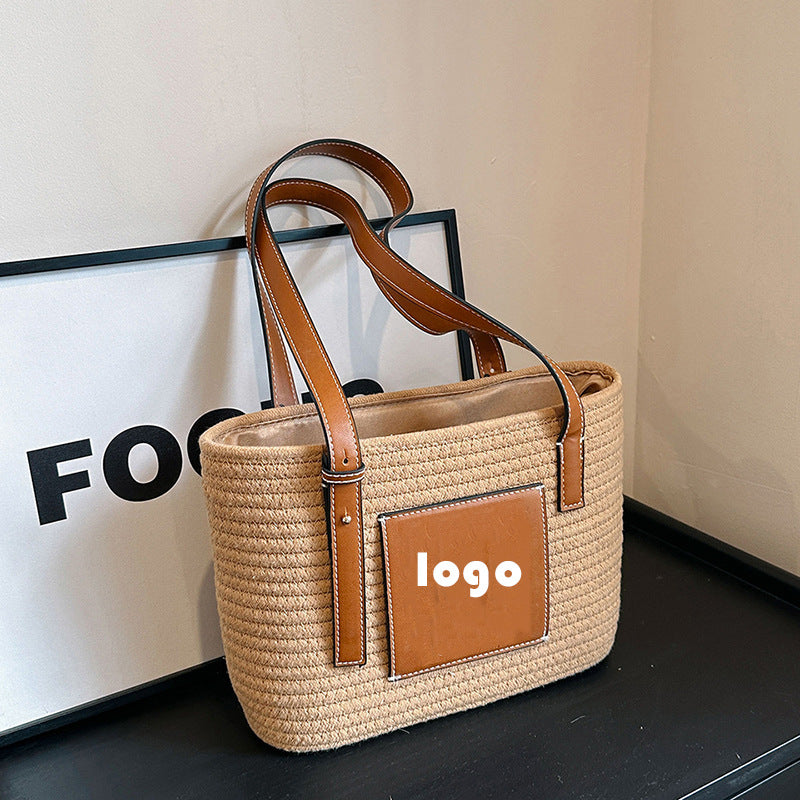 Women's French Luo Straw Woven Retro Portable Crossbody Bags