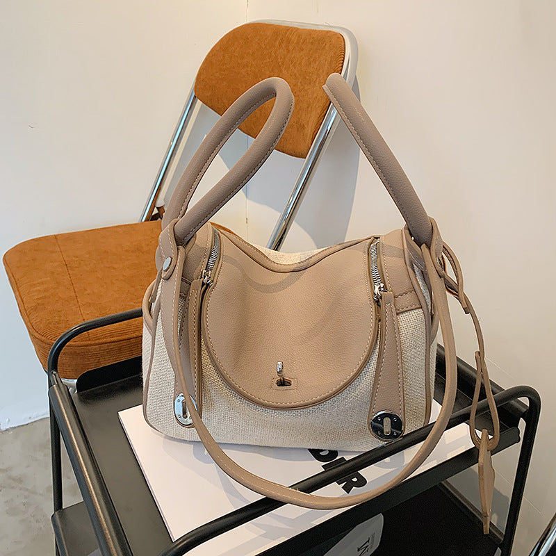 Women's Canvas Contrast Color Hand Holding Pillow Design Crossbody Bags