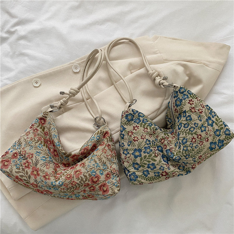 Underarm Autumn Ethnic Style Flower Fashion Women's Shoulder Bag