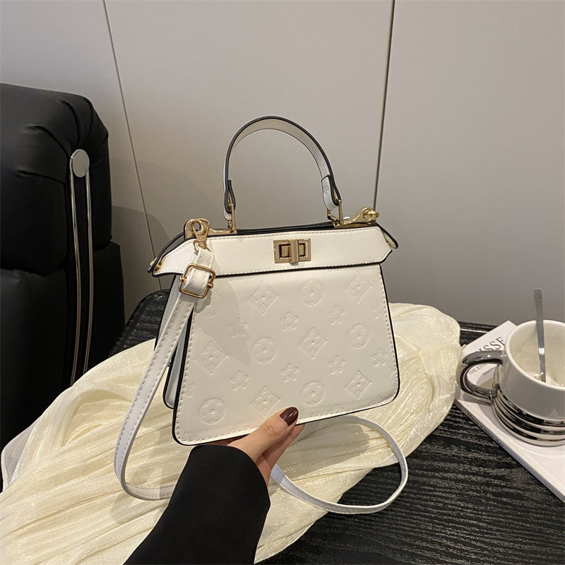 Women's Stylish Good Texture Solid Color Embossed Compartment Large Capacity Leisure Bags