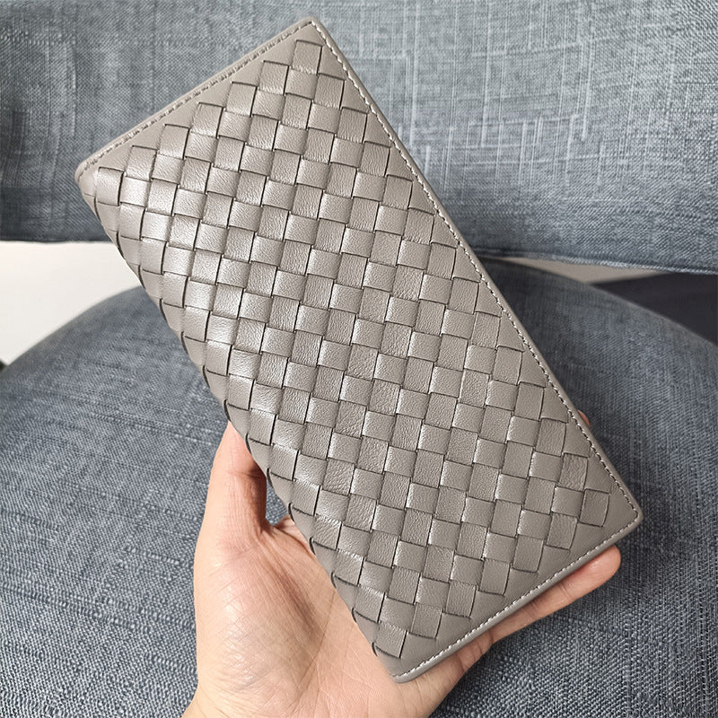 Women's & Men's & Leather Hand-woven Long Sheepskin Lightweight Men's Wallets