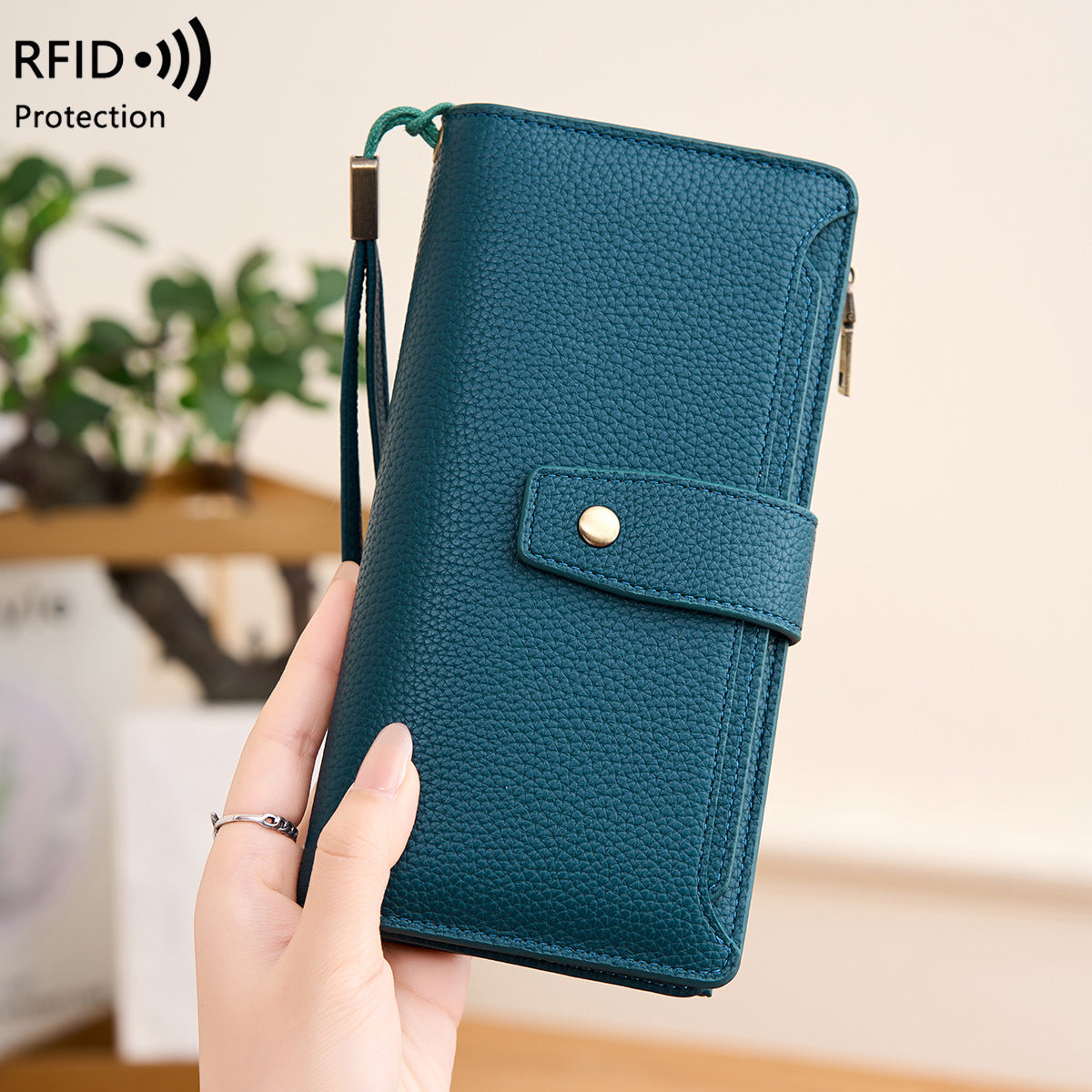 Women's Lychee Pattern Soft Leather Clutch Fashion Ladies Wallet