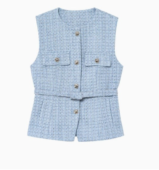 Women's With Belt Sequin Decorative Texture Tops