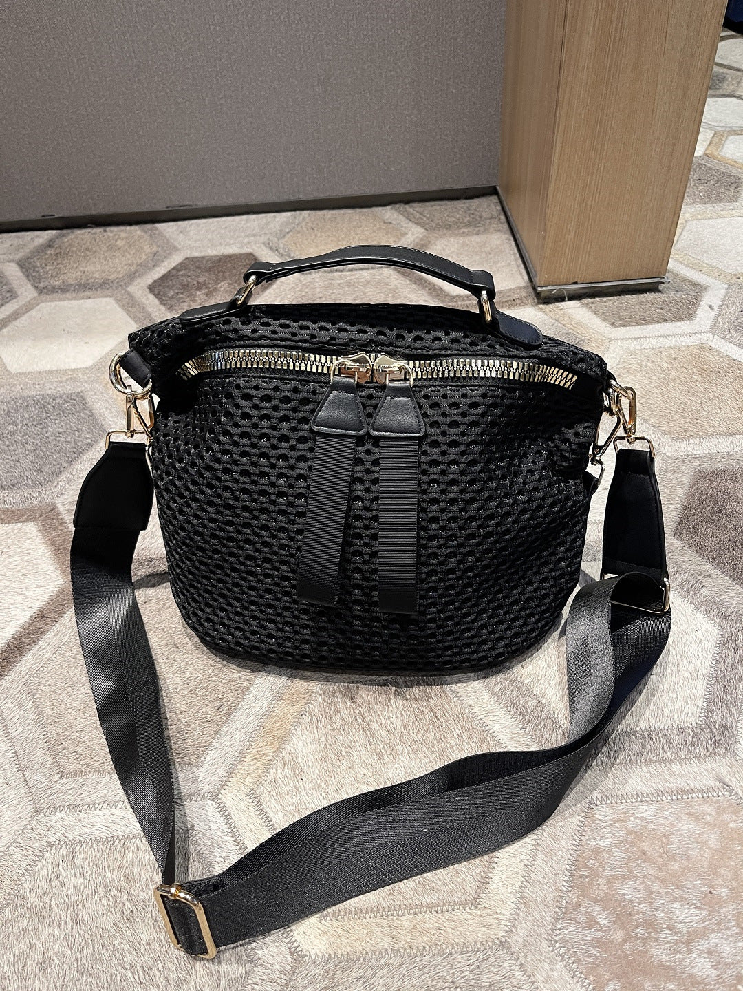 Women's Korean Medium-sized Saddle Nylon Cloth Portable Crossbody Bags