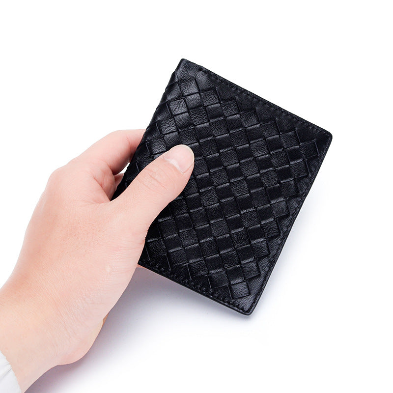Men's Pure Sheepskin Short Fold Classic Clip Genuine Men's Wallet