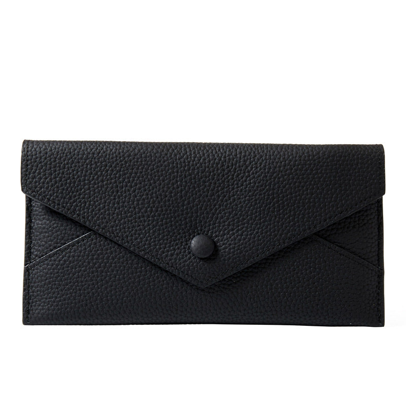 Women's Genuine Leather Simple Thin Envelope Large Capacity Ladies Wallet
