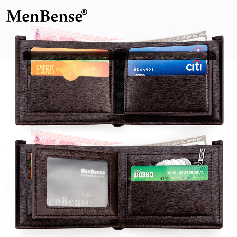 Men's Premium Leather Pattern Business Short Horizontal Hinge Multiple Bags