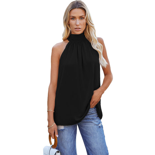 Women's Summer Solid Color Sleeveless Mid-length Leisure Tops