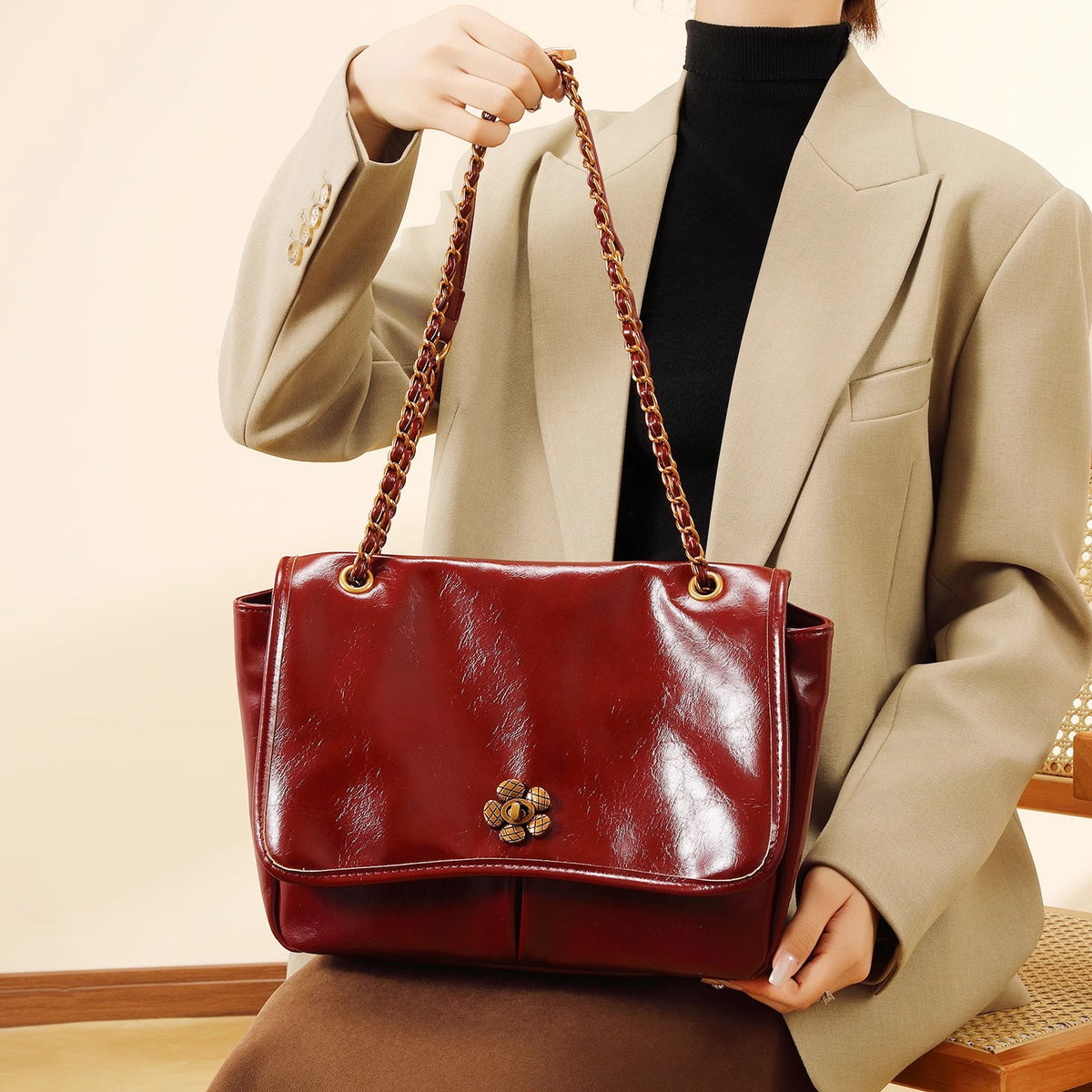 Women's Large Capacity Chain Springtide Texture Special Interest Light Luxury Women's Handbag