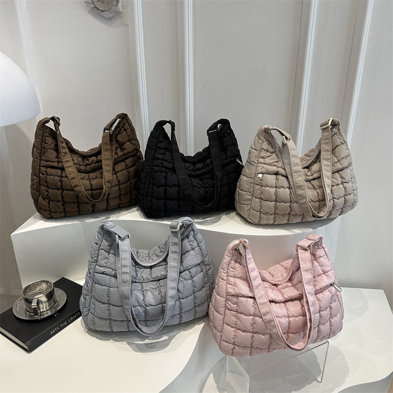 Embroidery Thread Fashion Pleated Cotton Clothing Korean Style Large Bags